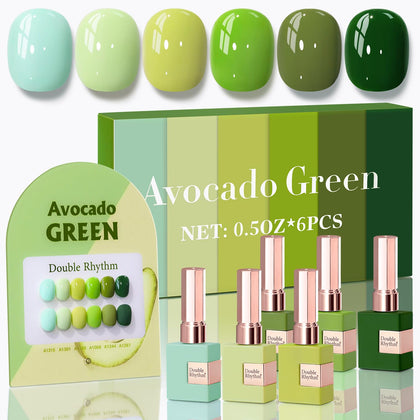 Double Rhythm Gel Polish Set 6 Pcs 15 ML - Vert Olive, vue de face