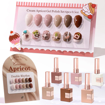 Double Rhythm Gel Polish Set 6 Pcs 15 ML vue de face avec flacons colorés