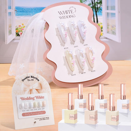 Double Rhythm set de vernis gel 6 pcs 15 ml en couleur blanc perle
