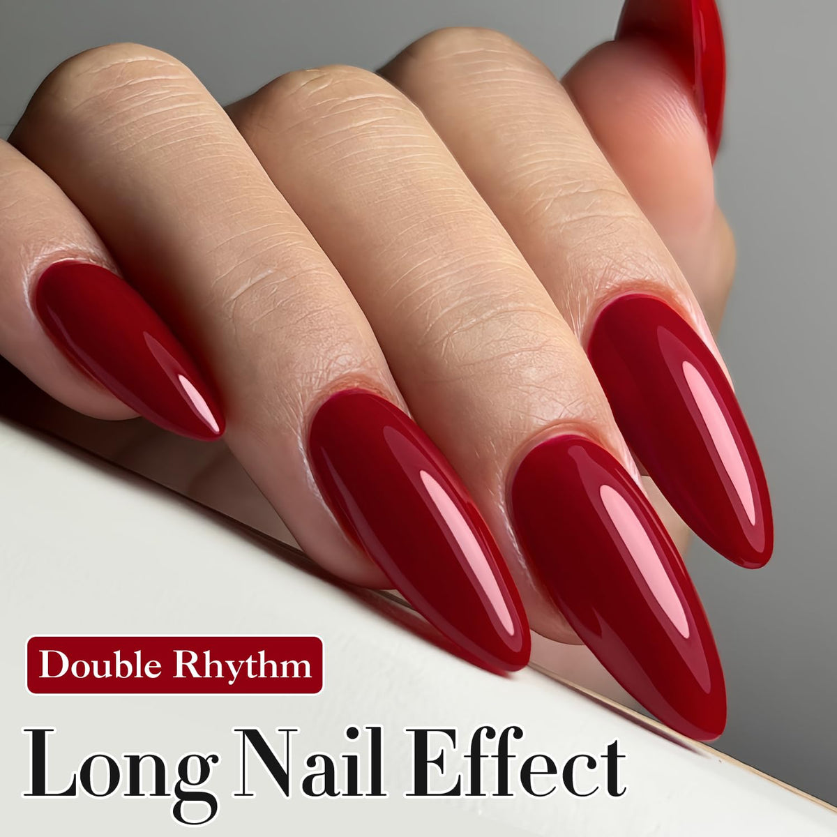 Double Rhythm Vernis à Ongles Gel 15ML Rouge Foncé A1104 - Application sur ongles