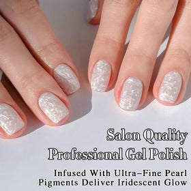 Double Rhythm Vernis Gel 15ML Pearl White dans un cadre de fête