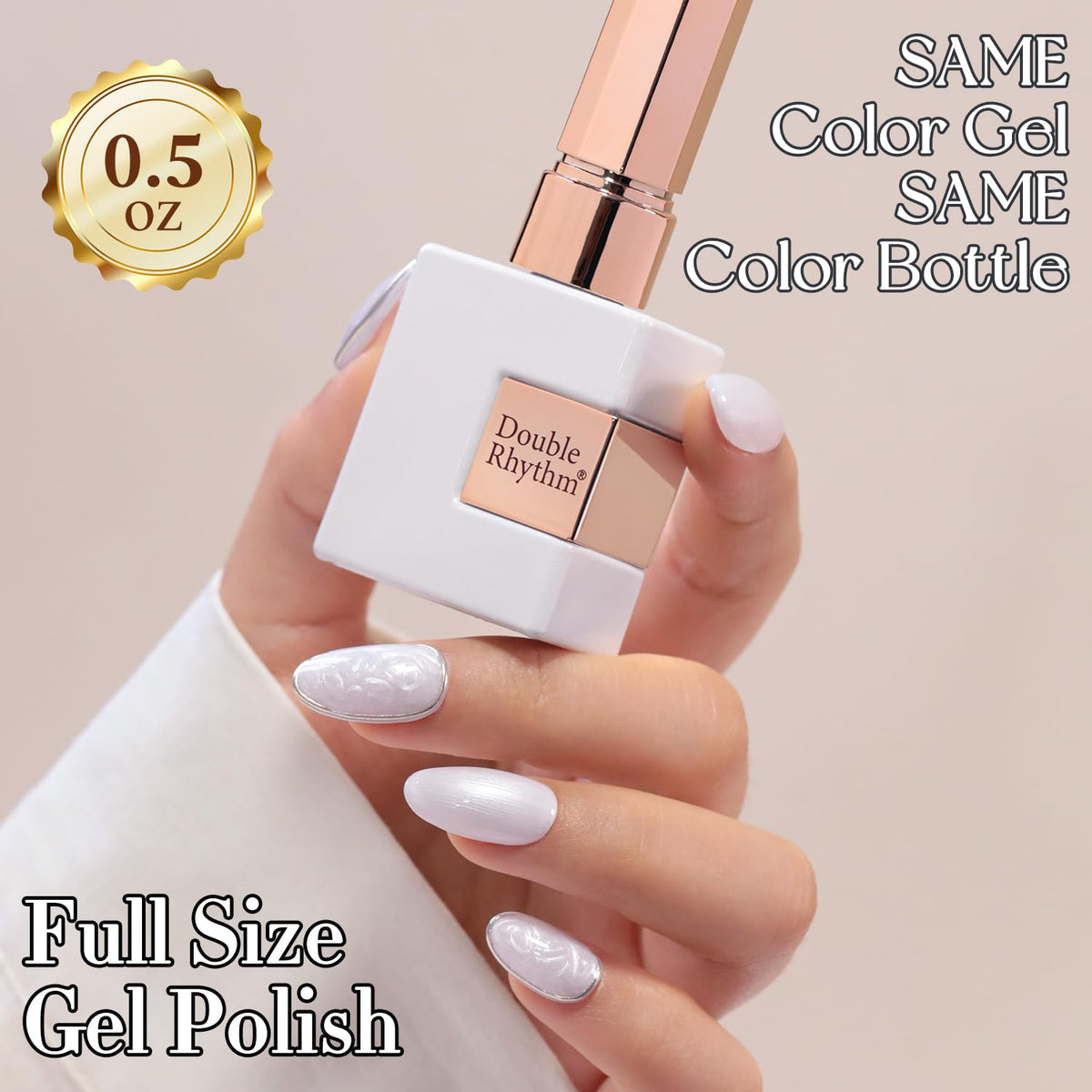 Double Rhythm Vernis Gel 15ML Pearl White sous lampe UV