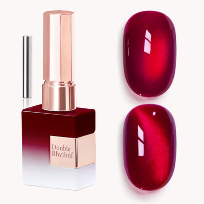 Double Rhythm Vernis Gel Cat Eye 15ml couleur Bordeaux avec effet holographique