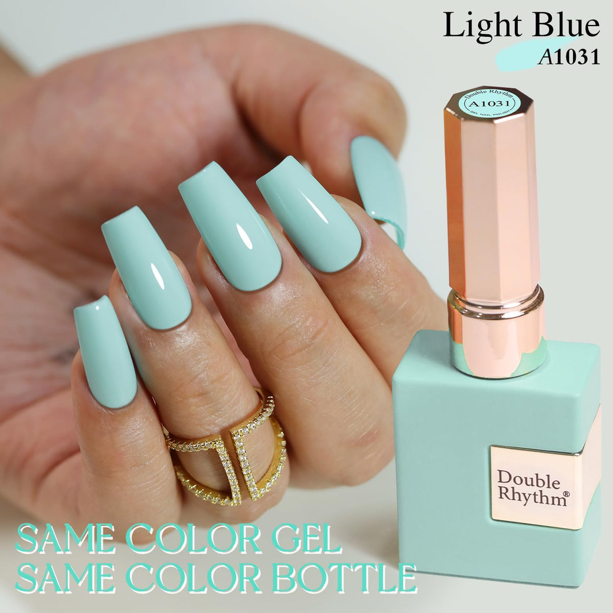 Double Rhythm Vernis Gel Milky 15ml en application sur un ongle
