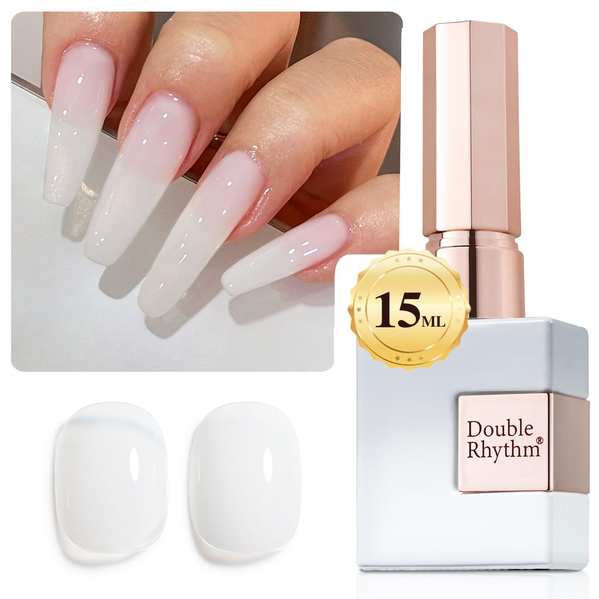 Double Rhythm Vernis Gel Milky White 15ml vue de face