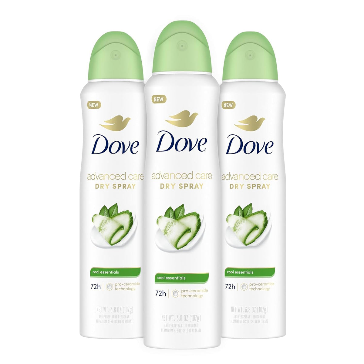 Dove Antiperspirant Déodorant Cool Essentials spray sec 3 x 3,8 oz devant