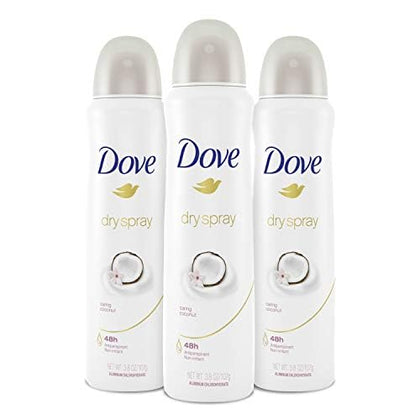 Dove Antiperspirant Déodorant Spray Sec Caring Coconut 3x 3,8 oz vue de face