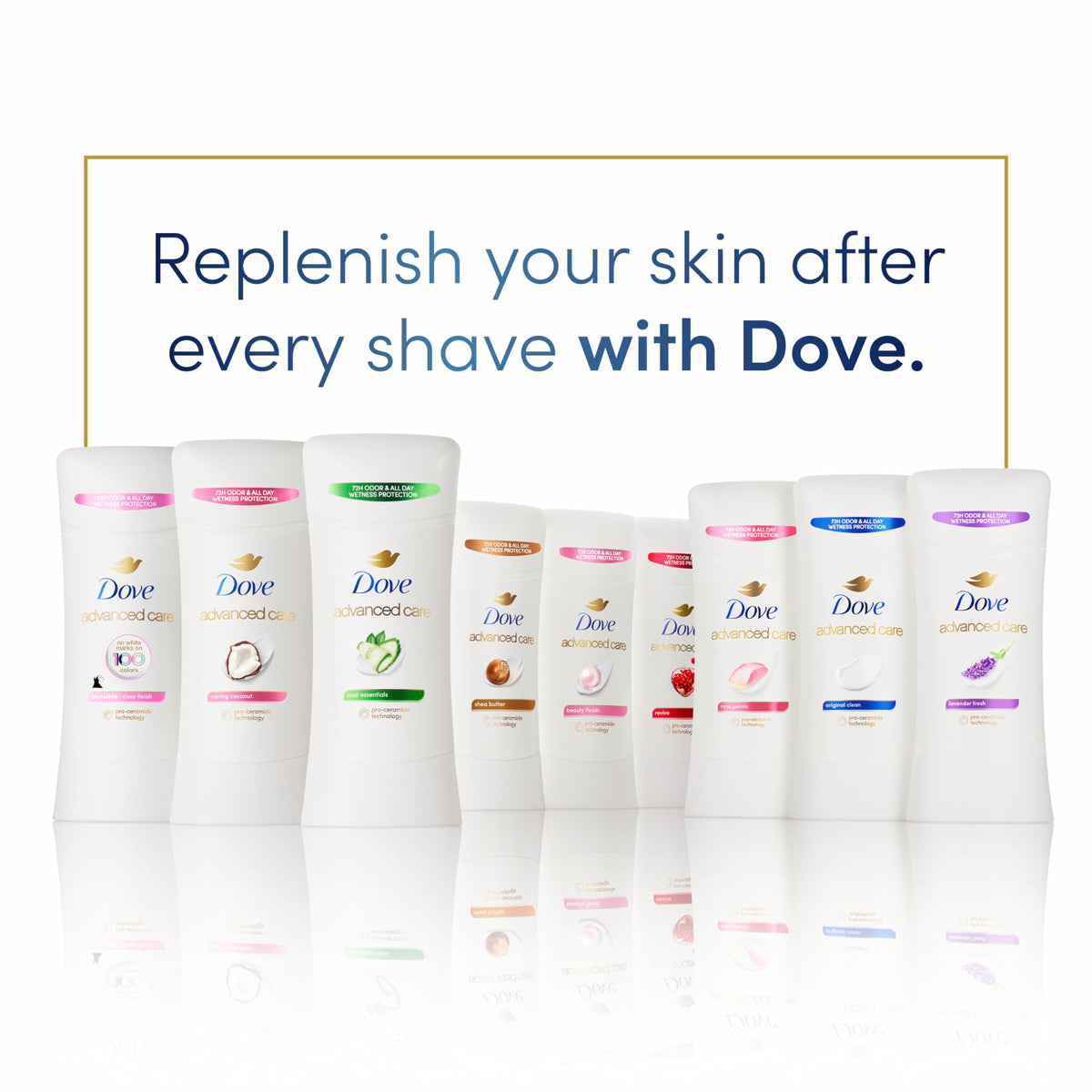 Dove Antiperspirant Déodorant Stick Care Avancé 4 Compte sur une table