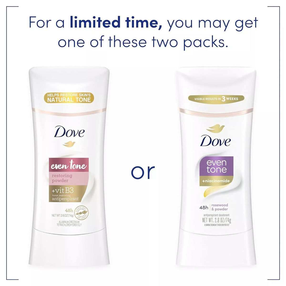 Dove Antiperspirant Équilibre de Teint 358g packagings