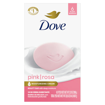 Dove Beauty Bar Rose 6 savons 870g affichés en boîte