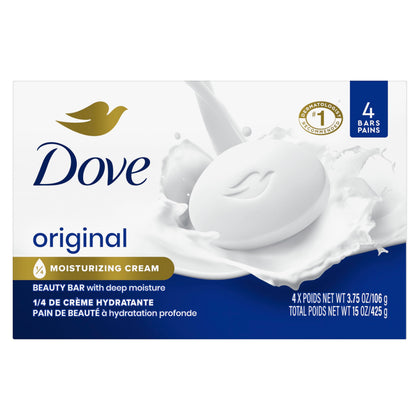 Dove Beauty Bar savon nettoyant doux vue avant avec emballage