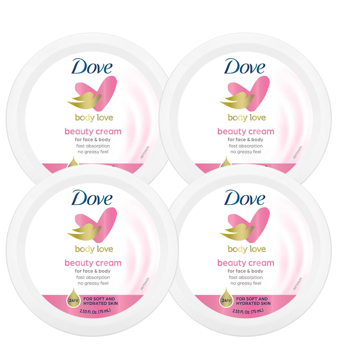 Dove Crème Beauté Nourrissante 4-Pack vue de face avec emballage