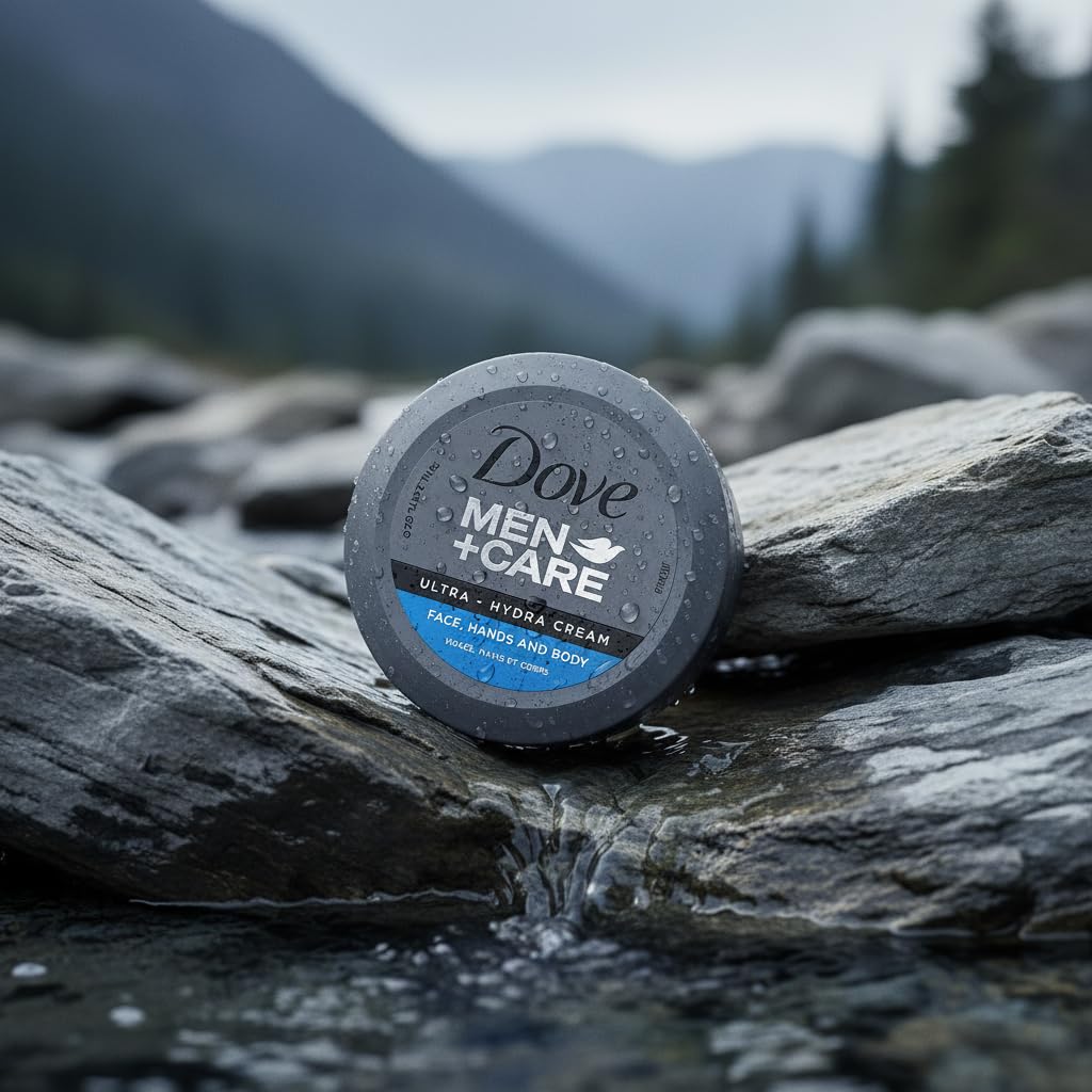 Dove Crème Ultra Hydra pour Homme pot sur bureau