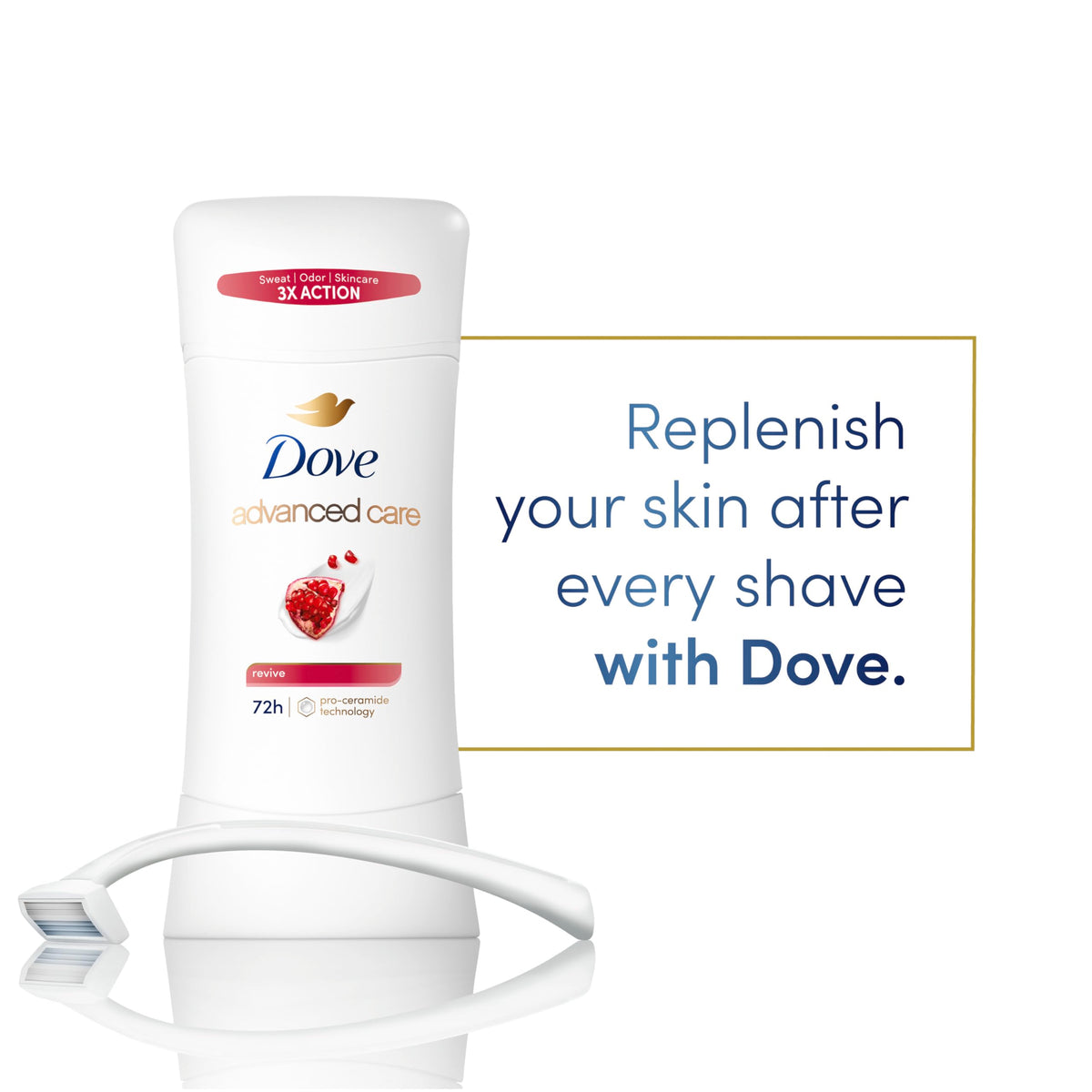 Dove Déodorant Antitranspirant Stick Advanced Care Revive 118g côté