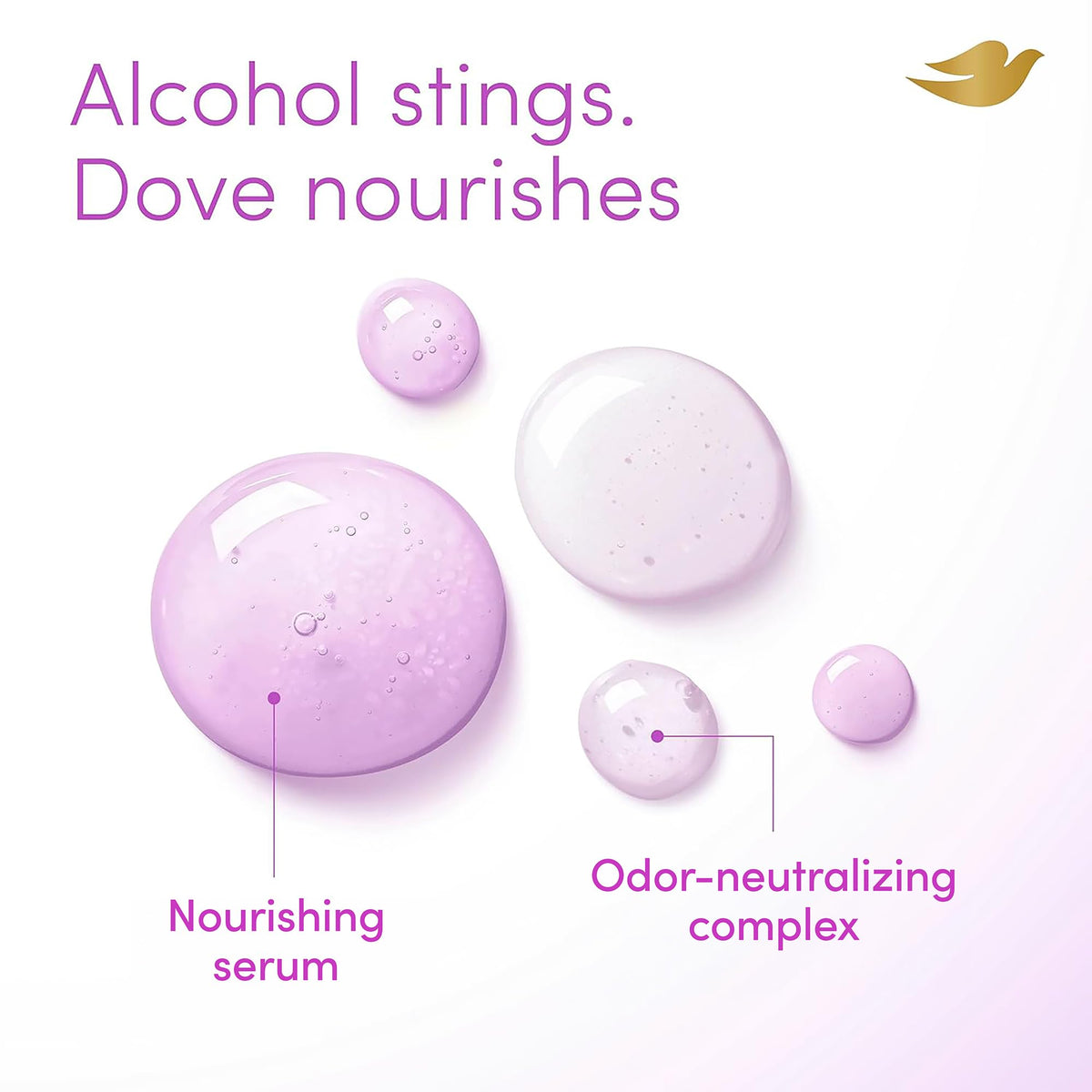 Dove Déodorant Spray Corps Complet Lavande 4 oz avec ingrédients visibles