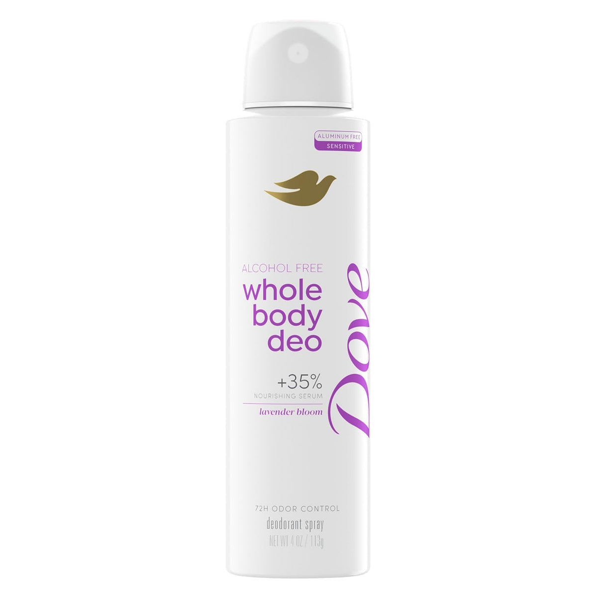 Dove Déodorant Spray Corps Complet Lavande 4 oz vue de face
