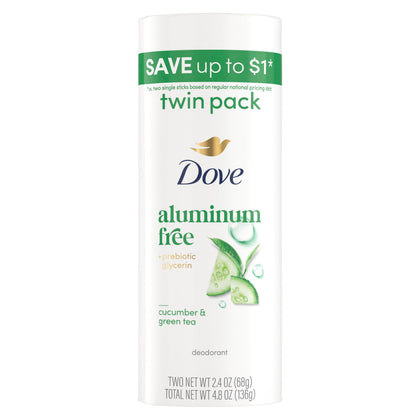 Dove Déodorant Stick Sans Aluminium Concombre & Thé Vert pack de deux
