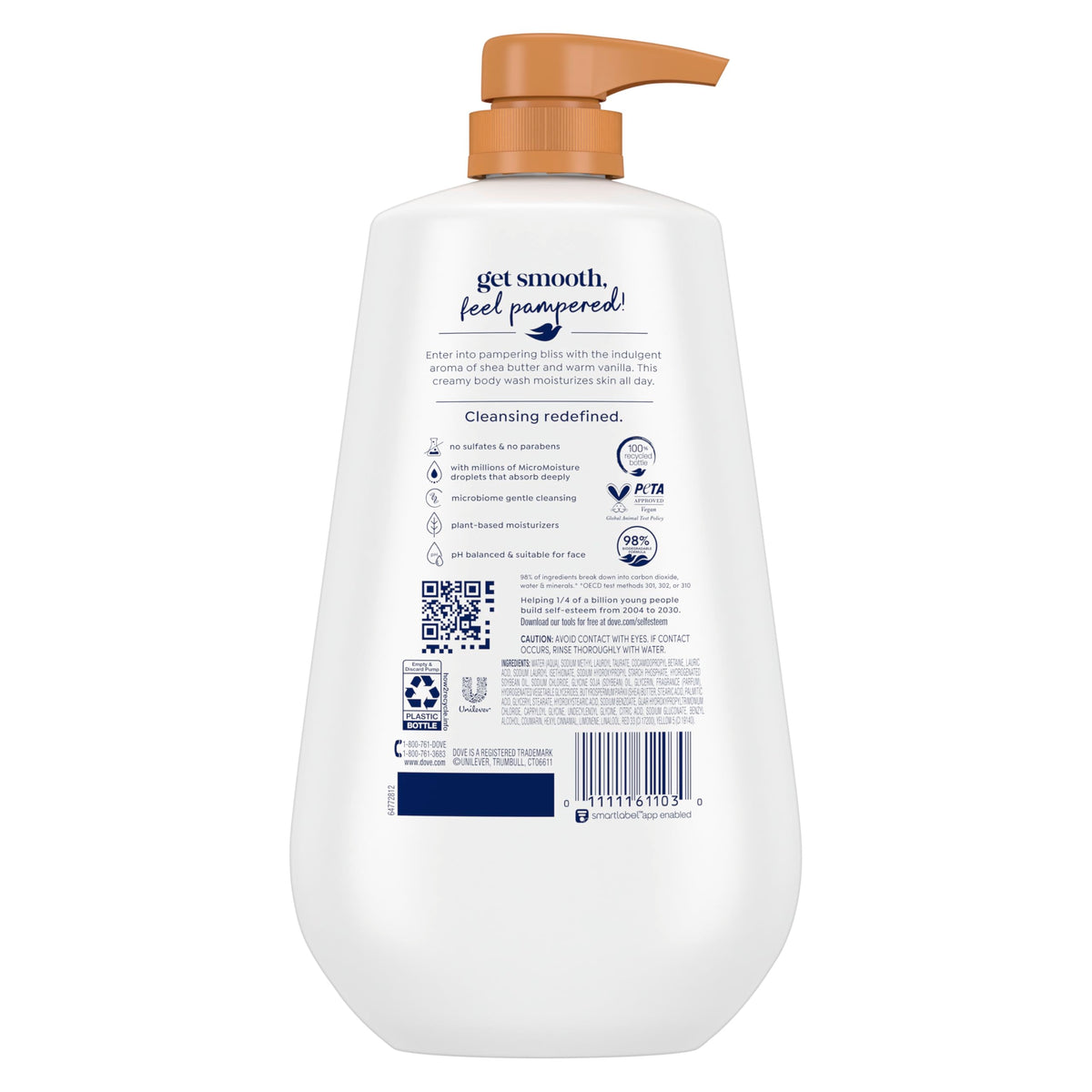 Dove Gel Douche Beurre de Karité & Vanille avec mousse riche