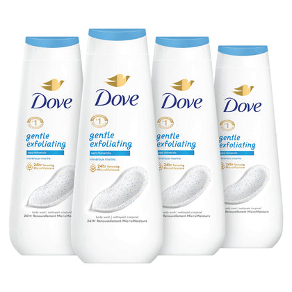 Dove Gel Douche Exfoliant Doux 4x 20 oz avec Minéraux Marins, vue avant