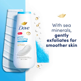 Dove Gel Douche Exfoliant Doux 4x 20 oz dans une salle de bain élégante