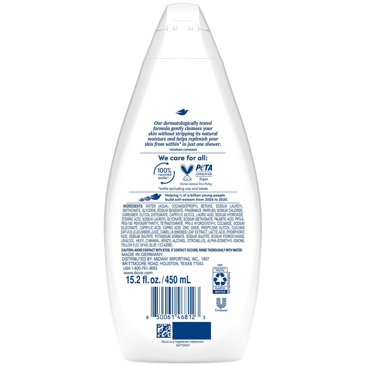 Dove Gel Douche Fresh Care 15,2 Oz avec étiquette