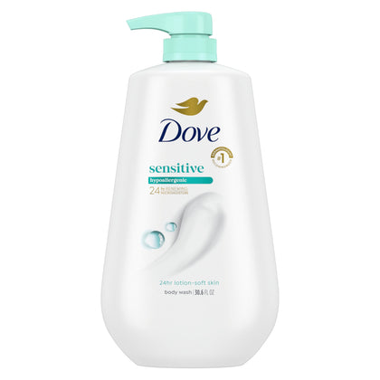 Dove gel douche hydratant 24h pour peau sensible, vue avant