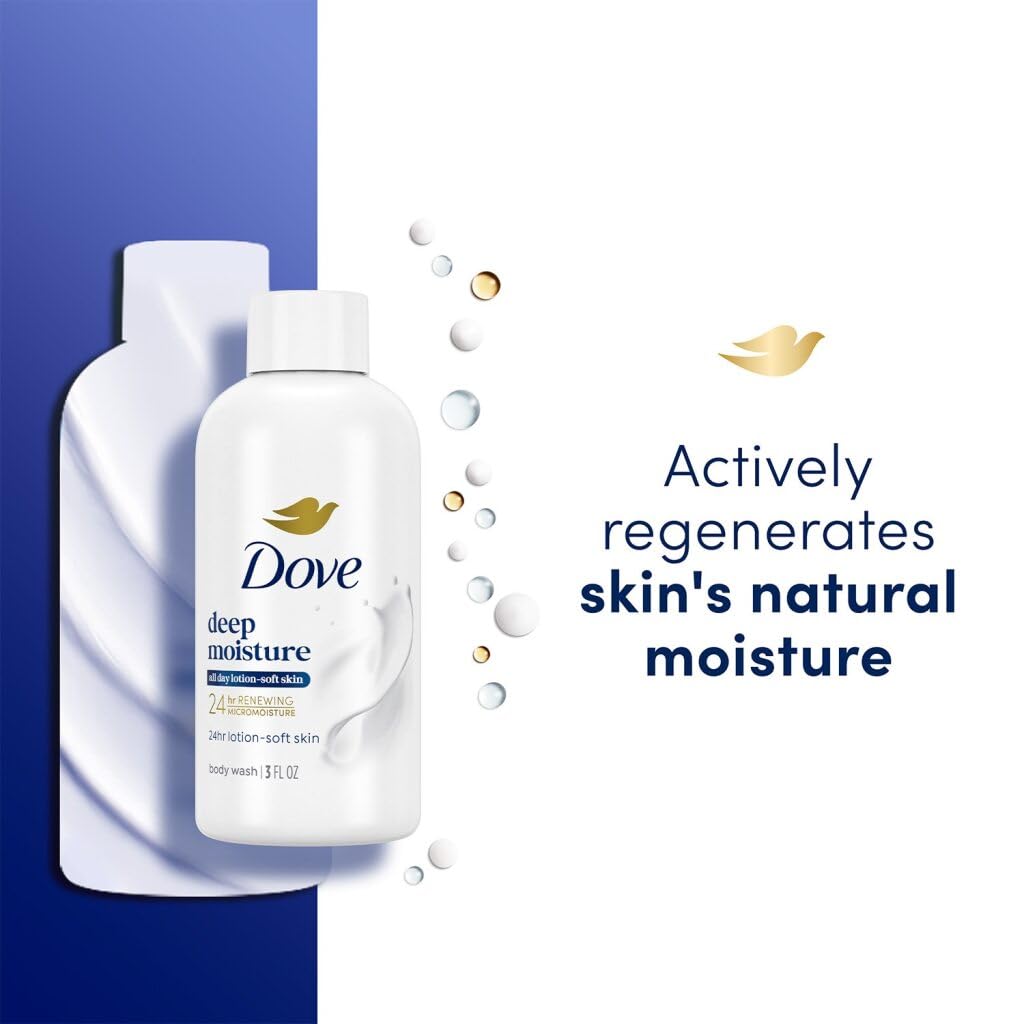 Dove Gel Douche Hydratant Voyage 3 Oz en utilisation