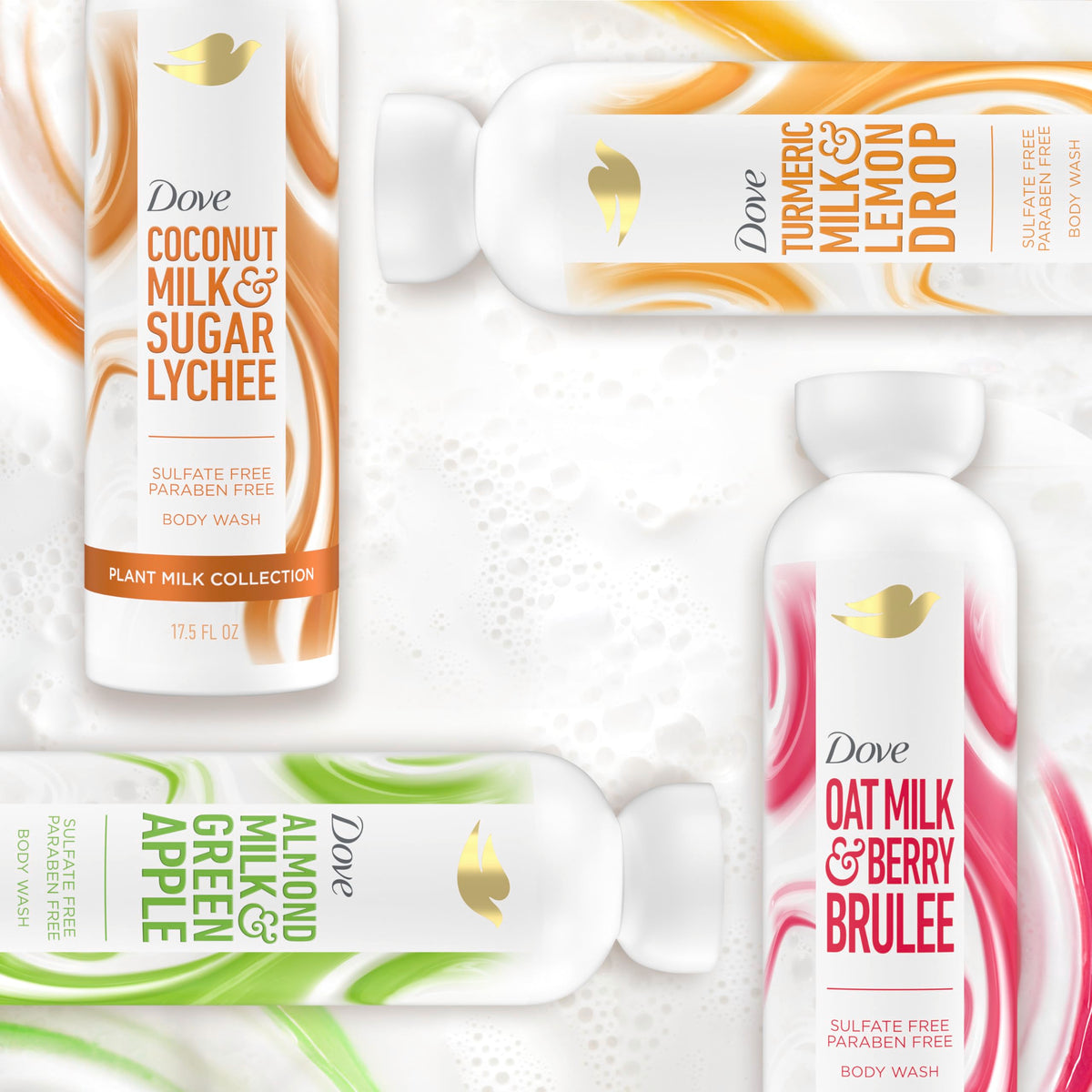 Dove Gel Douche Lait Végétal Amande et Pomme Verte 580g packaging