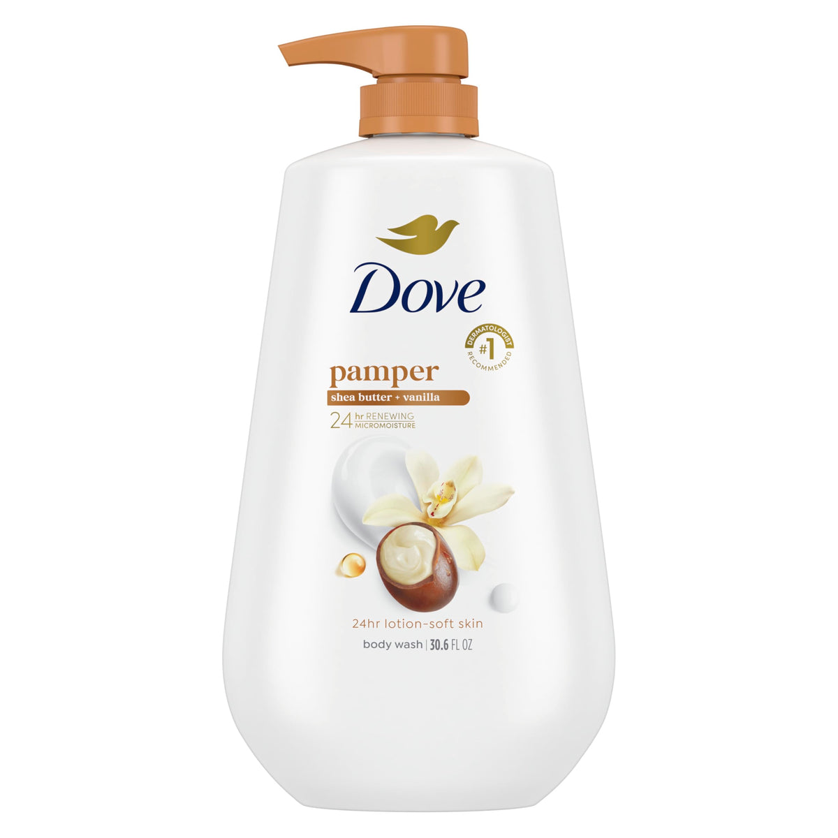 Dove Gel Douche Nourrissant Beurre de Karité & Vanille 30,6 oz vue de face