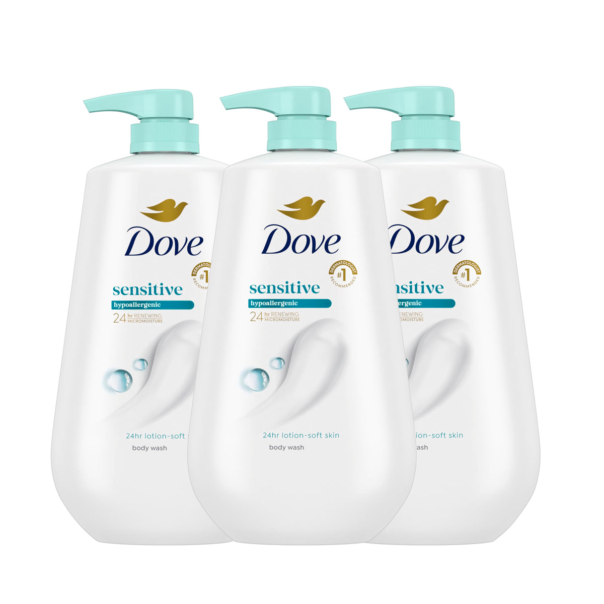Dove Gel Douche Peau Sensible 3x en emballage recyclable