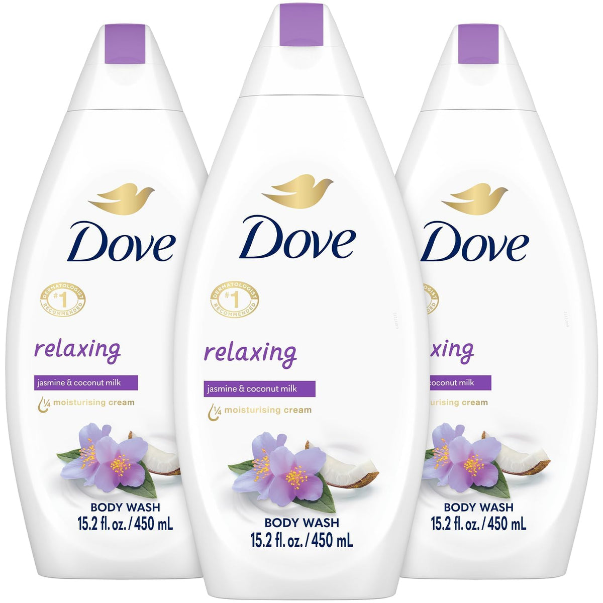 Dove Gel Douche Relaxant Jasmin et Lait de Coco 15,2 Oz vue avant