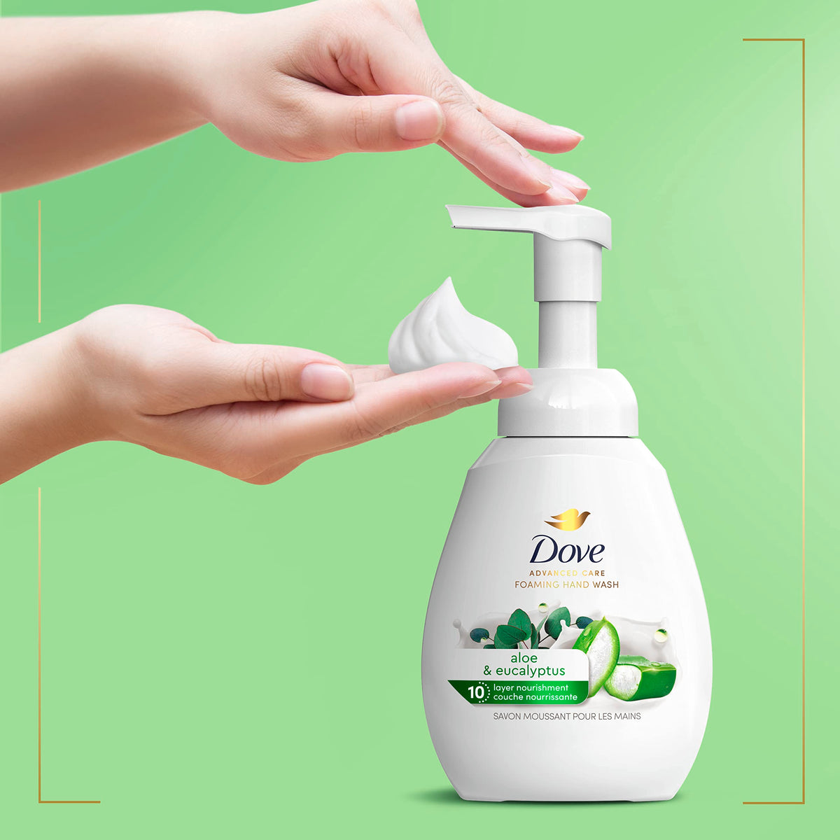 Dove gel moussant pour les mains Aloe & Eucalyptus, ingrédients sur l'étiquette