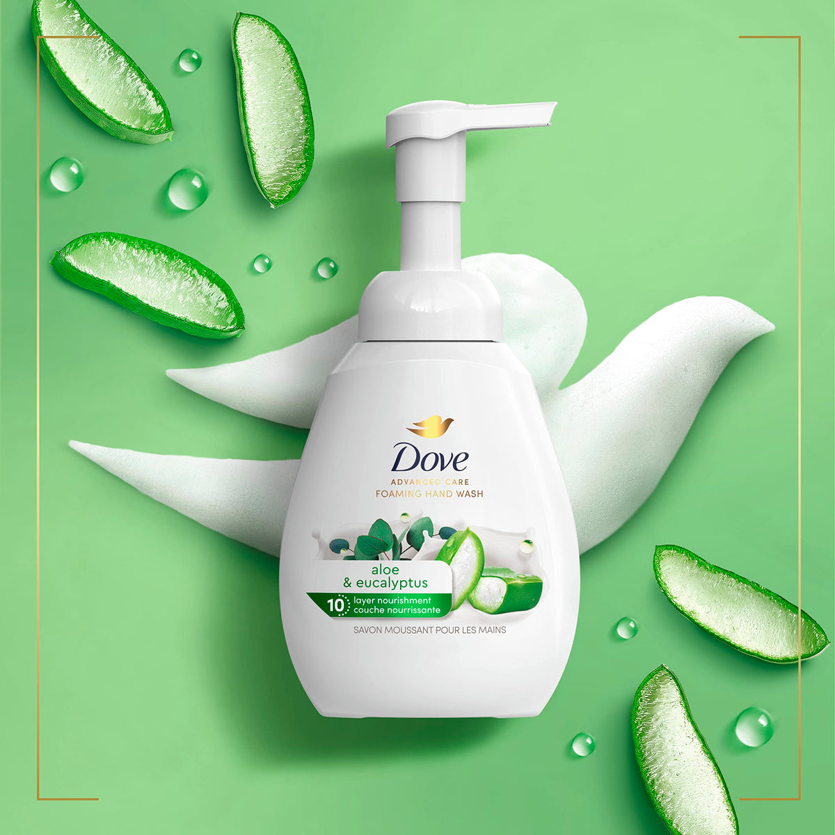 Dove gel moussant pour les mains Aloe & Eucalyptus, usage en cuisine