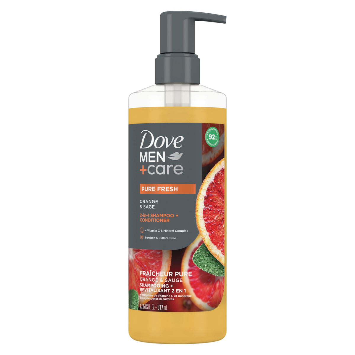 DOVE MEN + CARE 2-en-1 Shampooing et Après-Shampooing Orange & Sauge vue avant