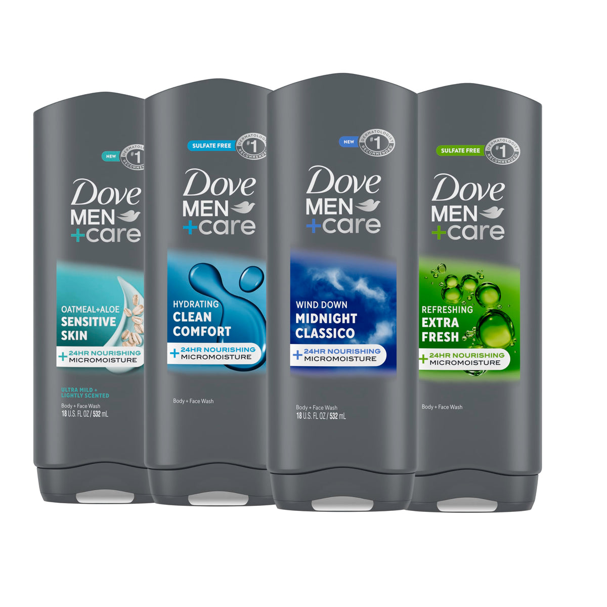 DOVE MEN + CARE Gel Douche 4 x 532 ml vue de face
