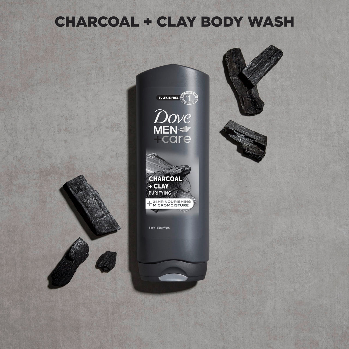 DOVE MEN + CARE Gel Douche Charbon + Argile - bouteille de 532 ml