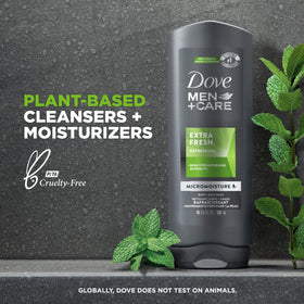 DOVE MEN + CARE Gel Douche Extra Frais, vue arrière avec ingrédients