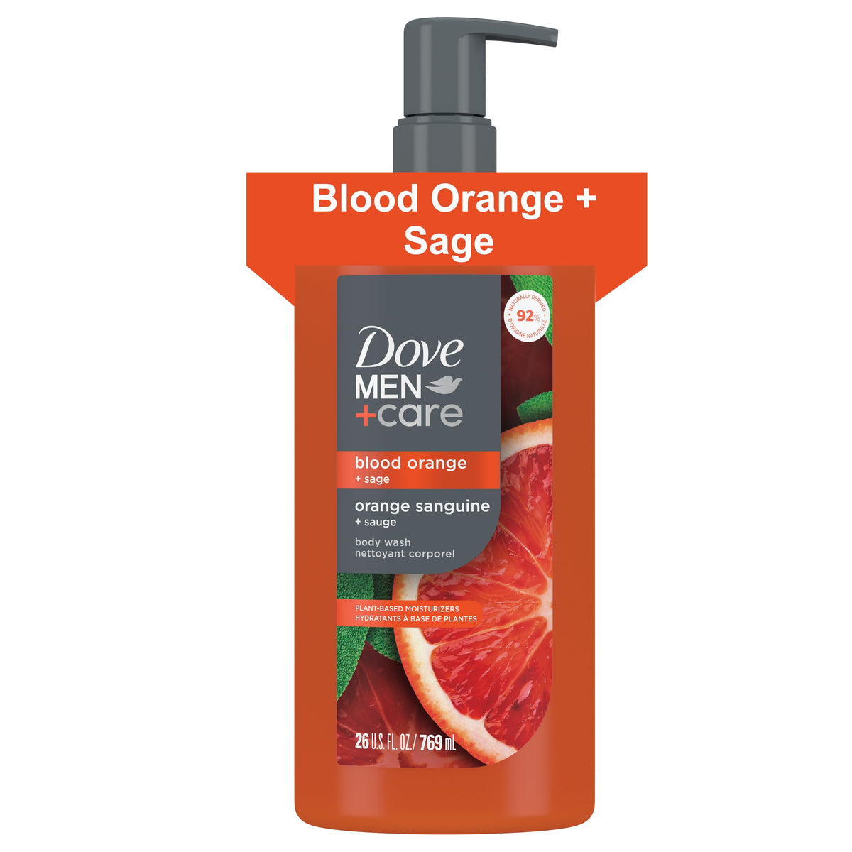 DOVE MEN + CARE Gel Douche Hydratant 880g Orange Sanguine + Sauge vue avant