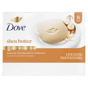 Dove Savon au Beurre de Karité emballage montrant les 8 unités