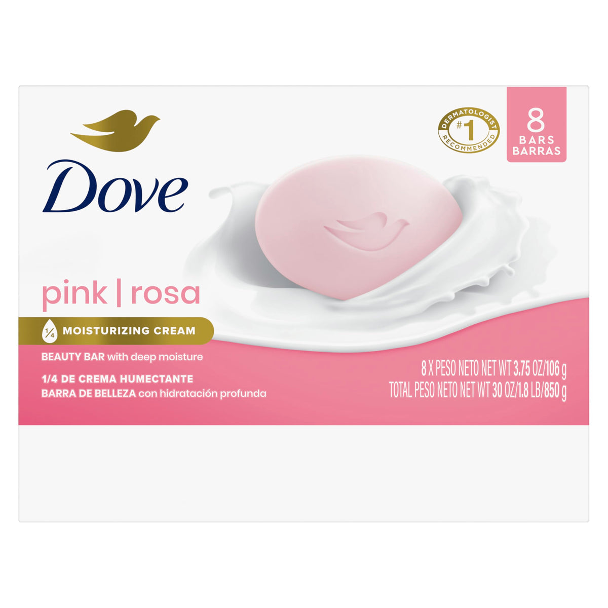 Dove Savon de Beauté Rose 8 Comptes emballage