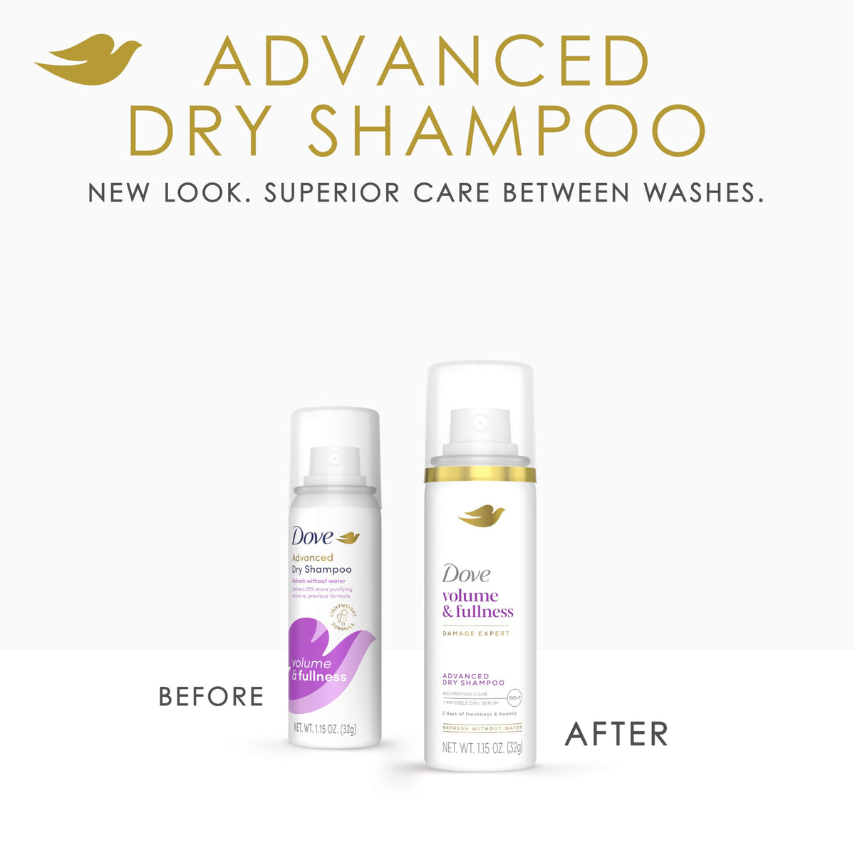 Dove Shampoo Sec Volume & Éclat flacon et vaporisateur