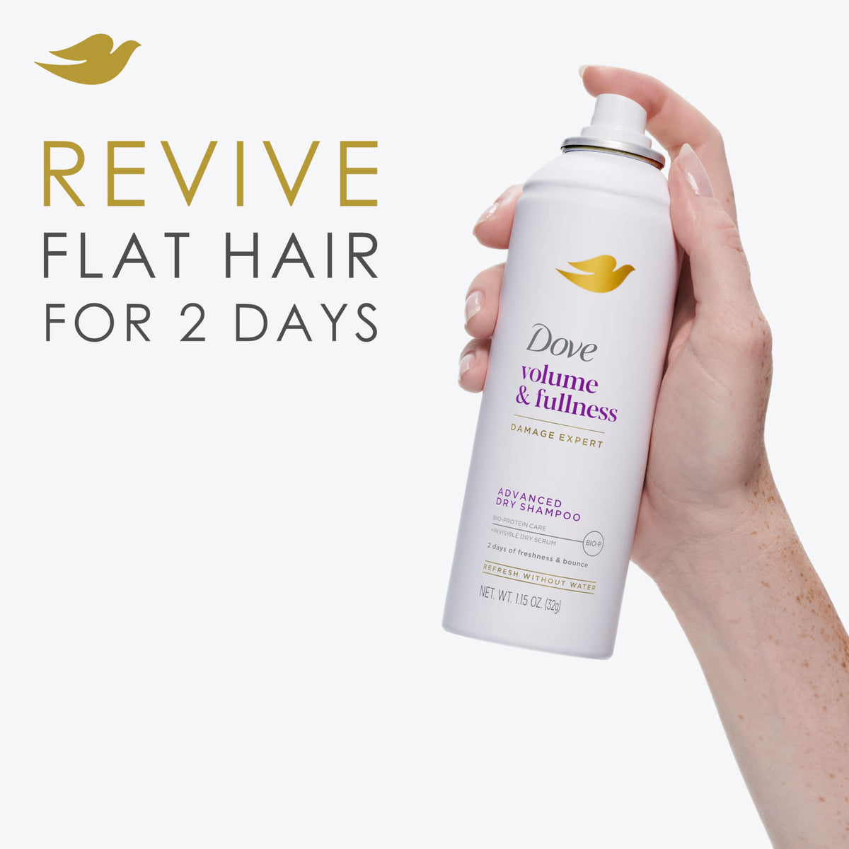 Dove Shampoo Sec Volume & Éclat utilisation sur cheveux