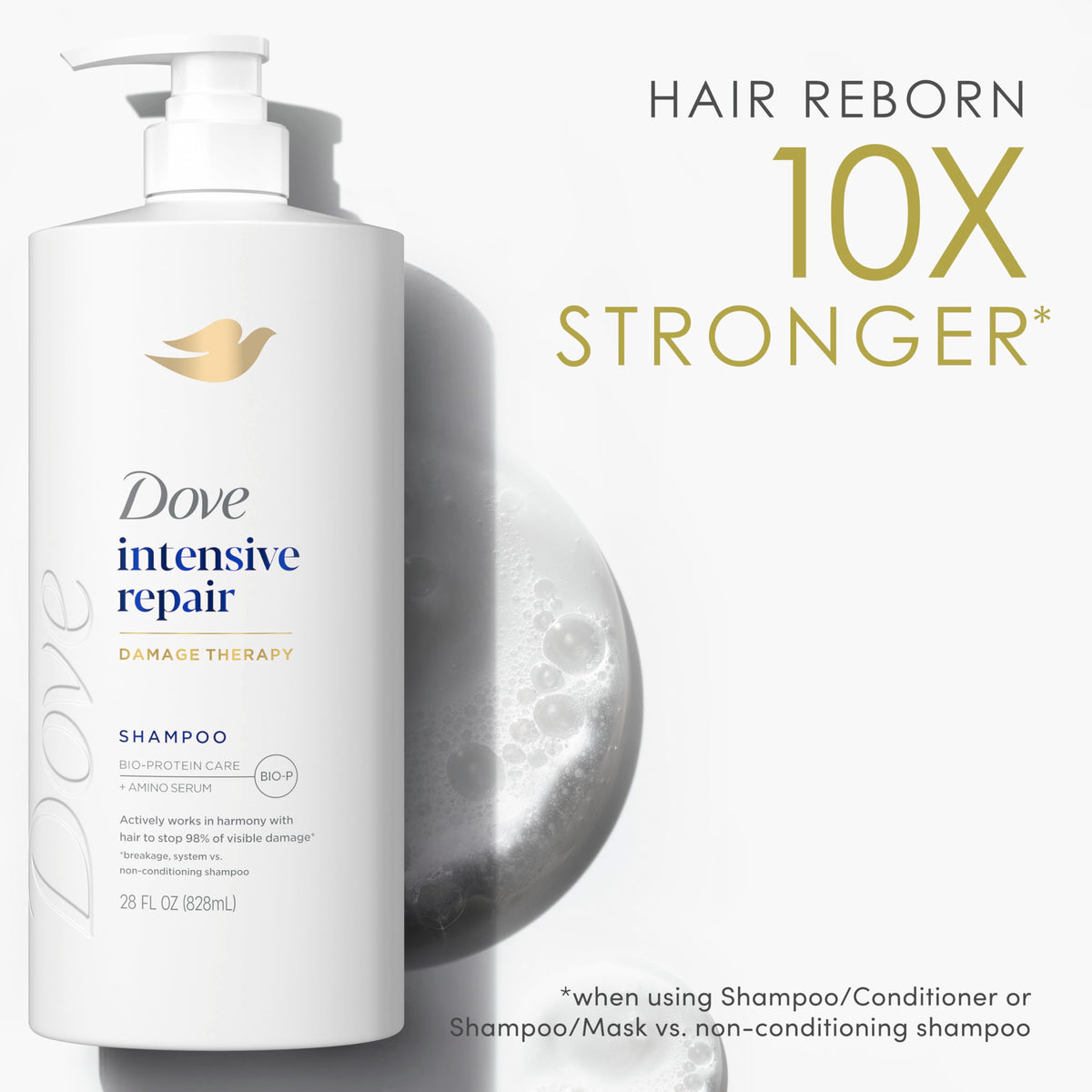 Dove Shampooing 28 Fl Oz sur plan de travail