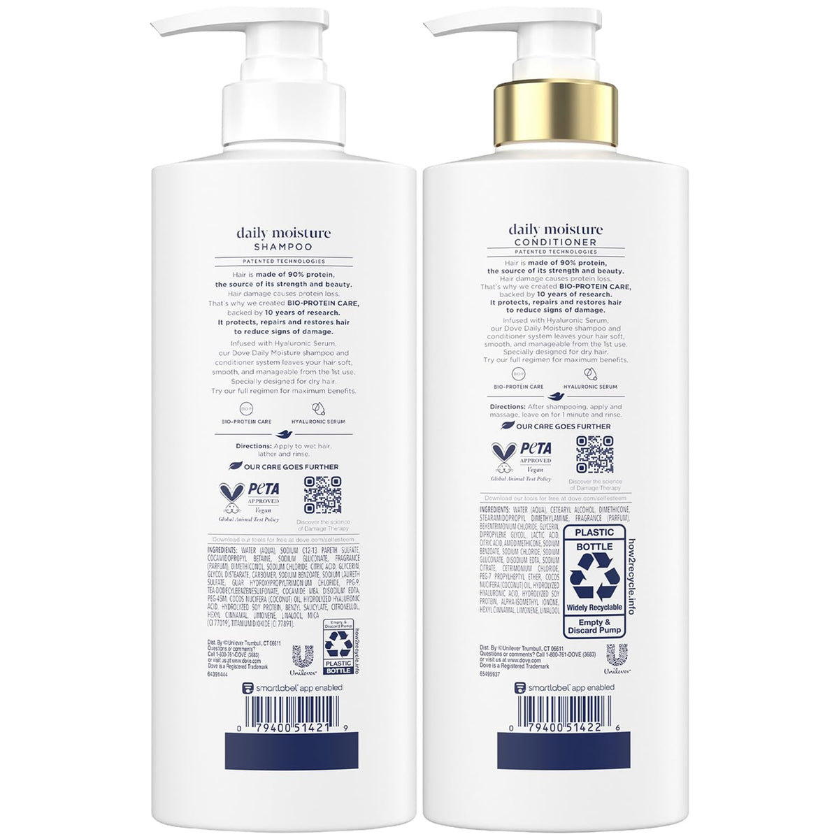 Dove Shampooing et Après-Shampooing 18 Oz avec étiquette