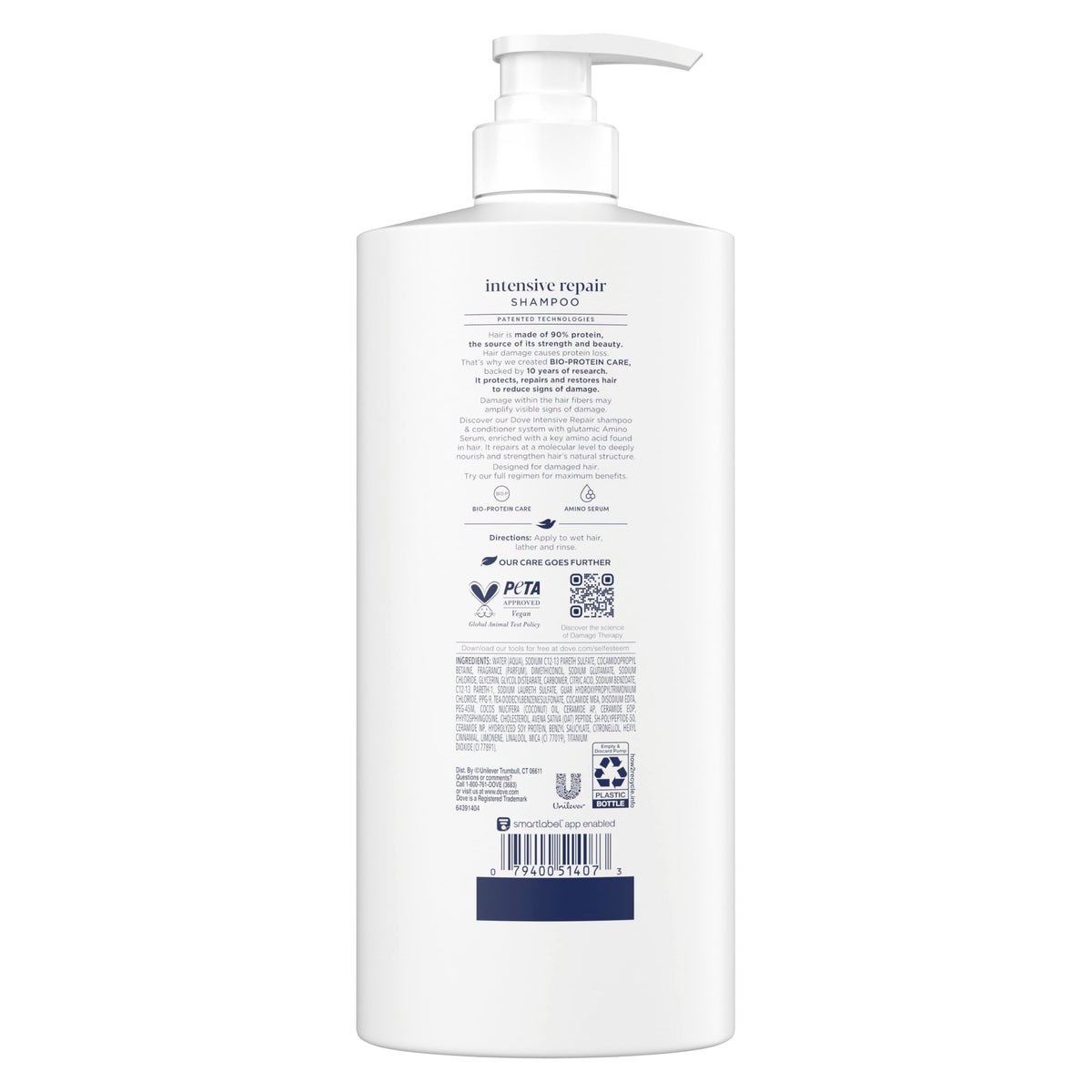 Dove Shampooing Réparation Intensive 4 Pack 28 Fl Oz emballage