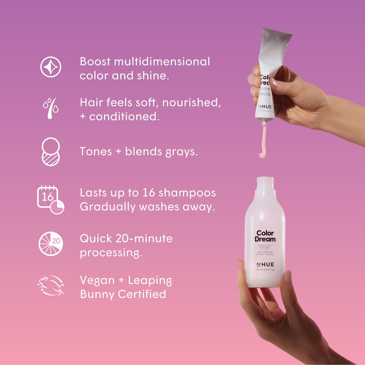 dpHUE Color Dream Brun Foncé, application sur cheveux