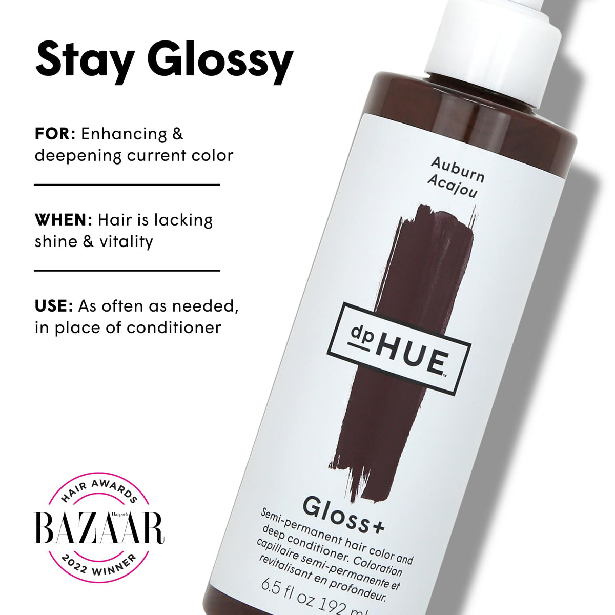 dpHUE Gloss+ Auburn application sur cheveux