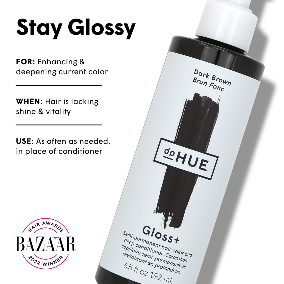 dpHUE Gloss+ Brun Foncé 220g application sur cheveux