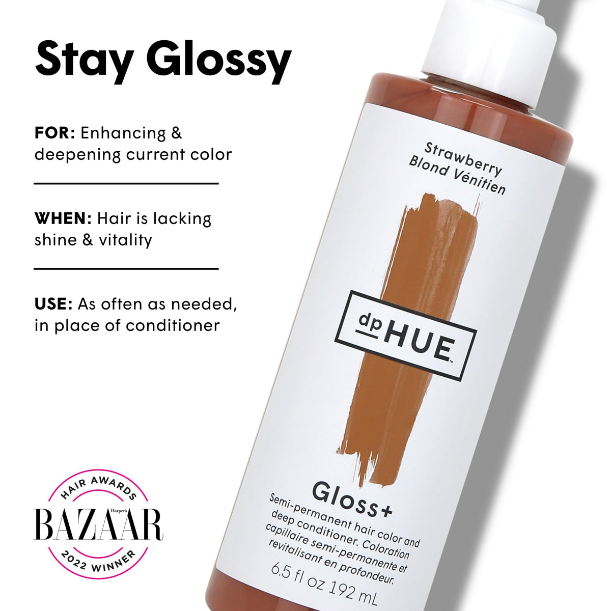 dpHUE Gloss+ Color Glaze Fraise 6,5 fl oz avec étiquette