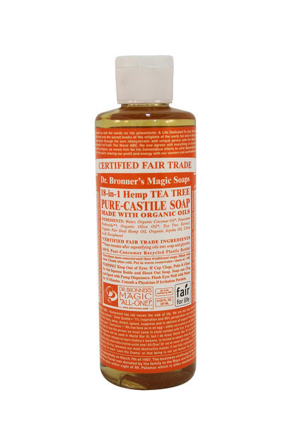 Dr. Bronner's Savon Liquide Artisanal Tea Tree Bio 281g vue de face